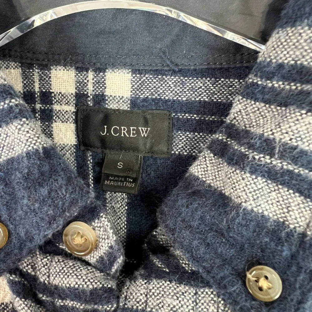 J. Crew Blue Plaid Flannel Buttondown Shirt w/ Elbow Patches Size Small S A964 - Picture 5 of 12